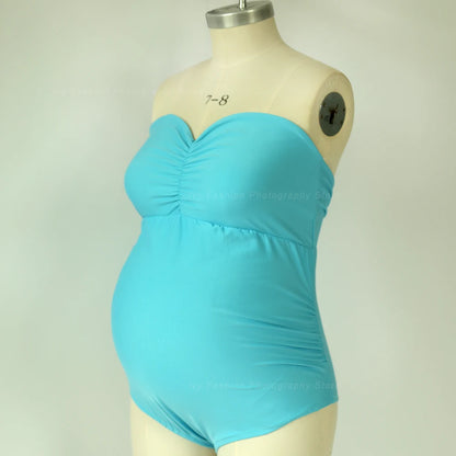 Maternity Strapless Stretchy Bodysuit Jumpsuit