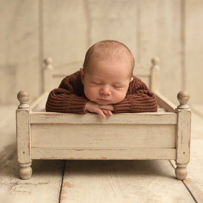 Brown Chunky Knit Romper Baby Costume Newborn Boy Girl Studio