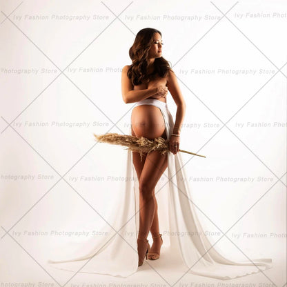 Maternity Elegant White Lace Up Trailing Long Skirt Wedding Theme