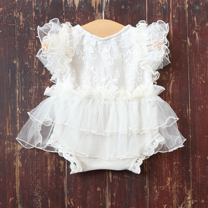 Lace Tutu Romper Newborn Beige Tulle Bodysuit Baby Dress