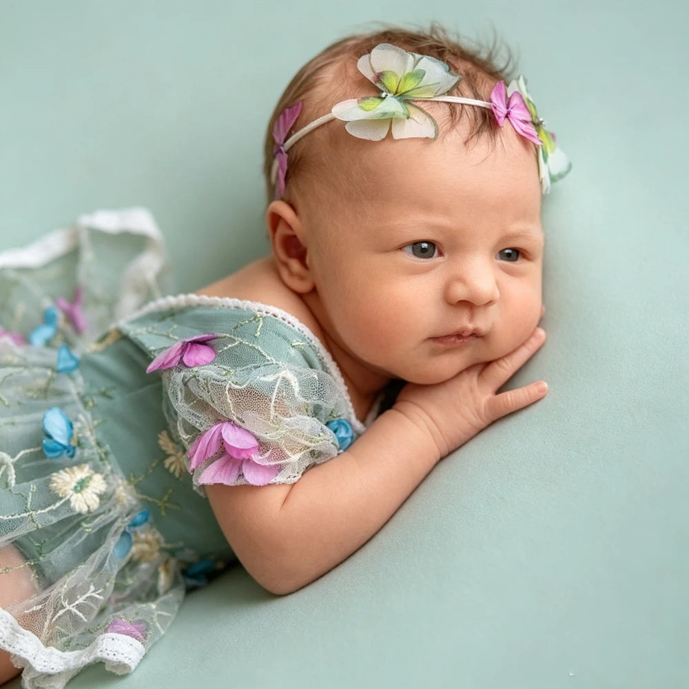 Lace Romper Dress Baby Girl Studio Princess Tulle Gown Embroidery