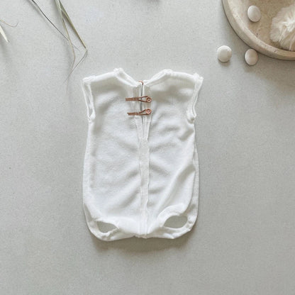 White Knitted Baby Romper Sleeveless Newborn Costume