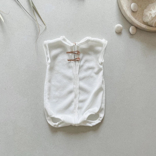 White Knitted Baby Romper Sleeveless Newborn Costume