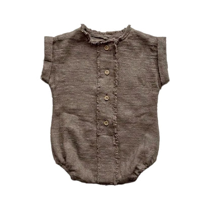 Boho Newborn Photo Solid Color Baby Girl Boy Romper Linen Look Picture Session Suits
