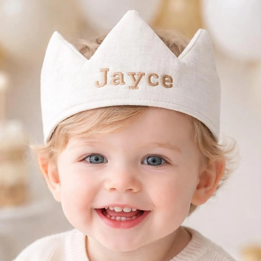 Custom Name Embroidery Baby Crown 1st Birthday Party Hat
