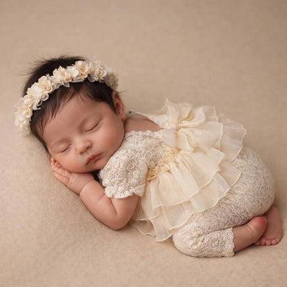 Baby Girl Lace Romper Tiered Ruffle Jumpsuit Studio Bebe Gown