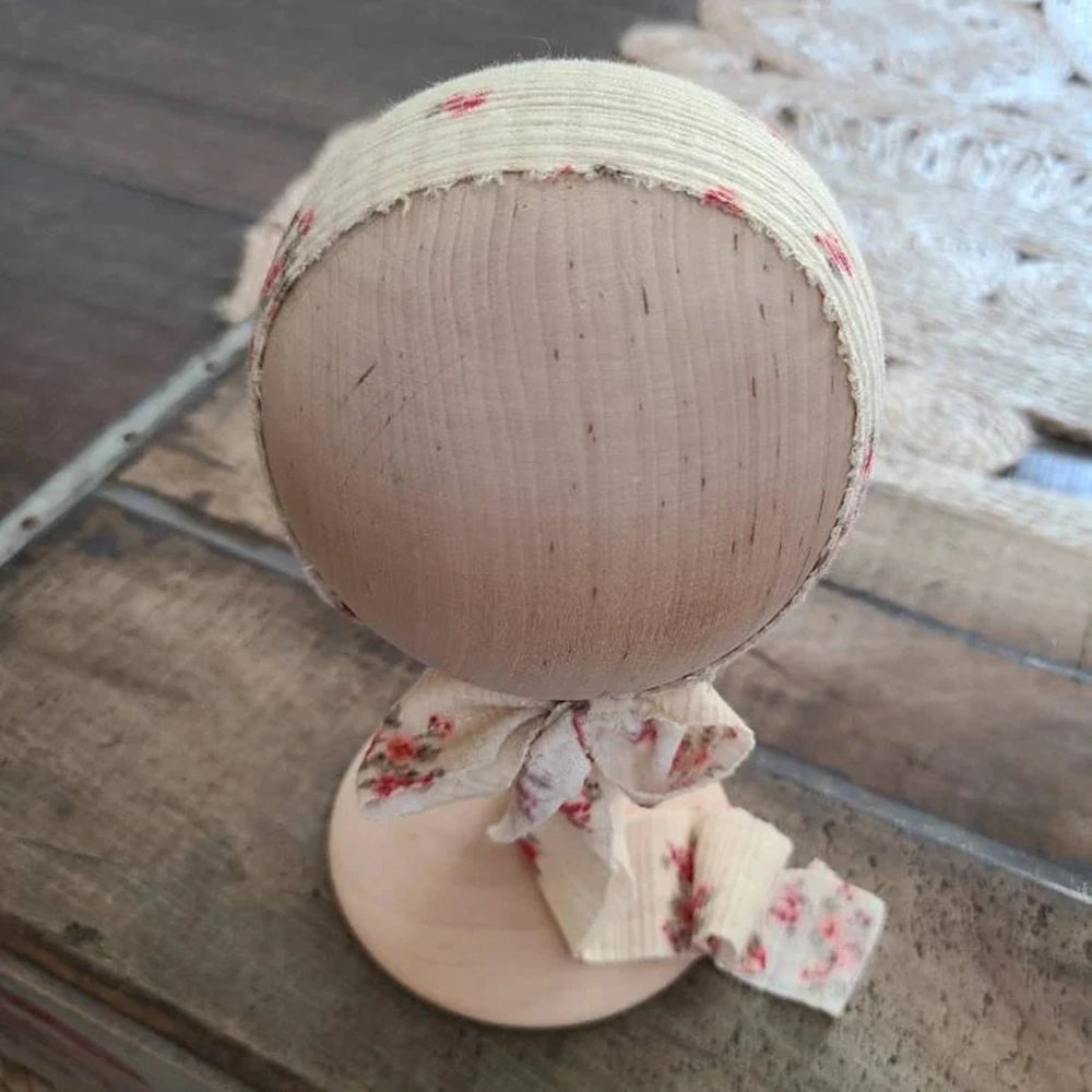 Floral Bonnet Baby Pom Hat Headband Newborn Girl