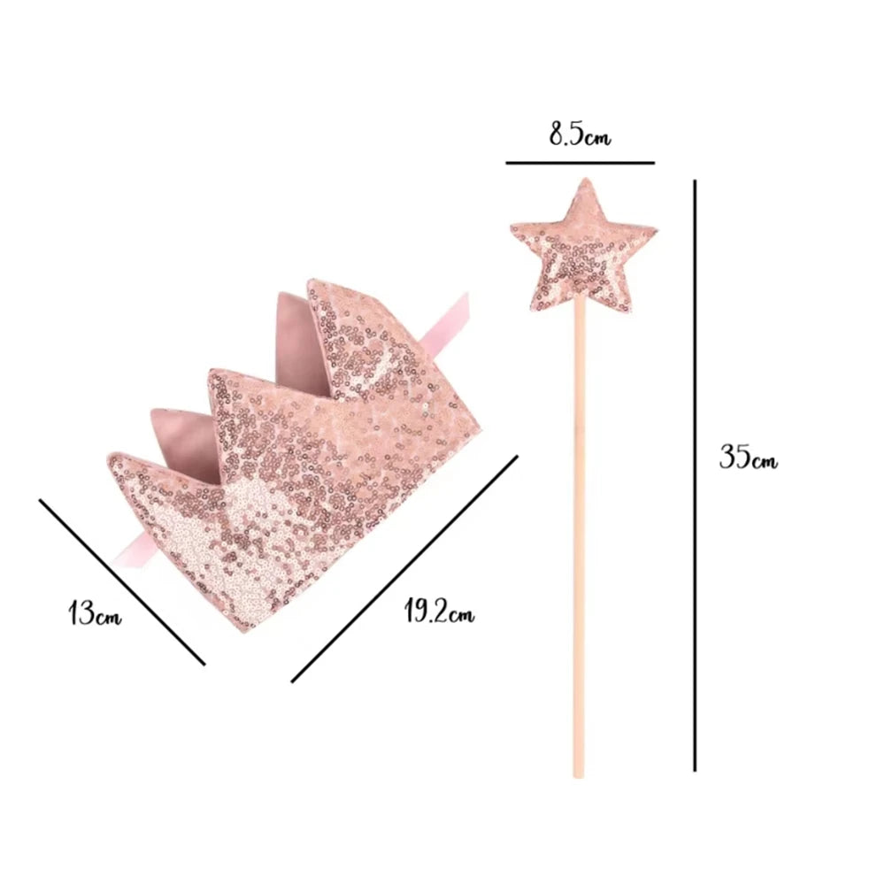 Newborn Children Butterfly Wings Fairy Costume Sequined Princess Crown Angel Wand Set Birthday