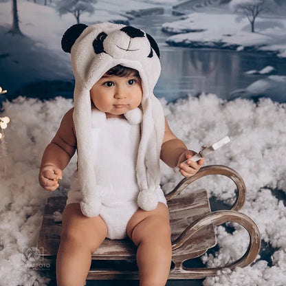 Panda Plush Hat Cute Animal Baby Photo Accessory Newborn Costume 0-12