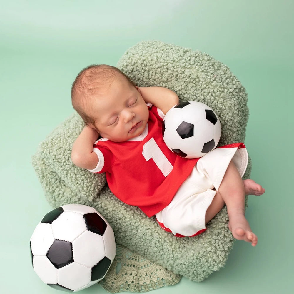 Newborn Baby Boy Soccer Football Romper Photography Outfit Red Jersey Bodysuit Infant Photo Shoot Baby Costume Newborn