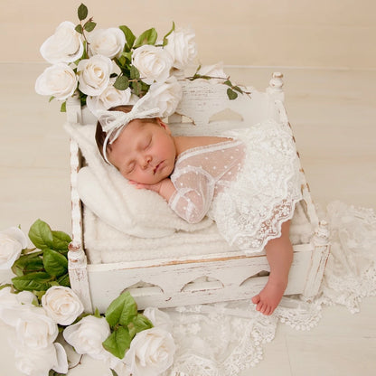 Baby Girl Lace Princess Dress Infantes Studio White Mesh Romper Clothing