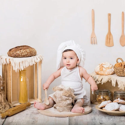 Baby Chef Hat Apron Set White Costume