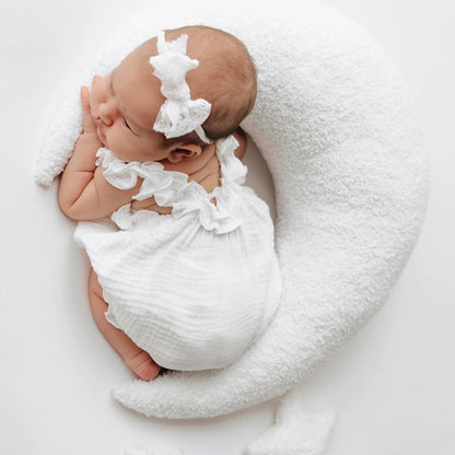 White Ruffle Romper Muslin Baby Studio Costume 0-3m