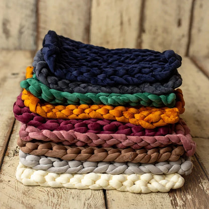 Velvet Chunky Knit Blanket Baby Braided Throw Multi Color Soft