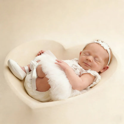 White Lace Tutu Romper Newborn Girl Pearl Ruffle Bodysuit Baby Jumpsuit