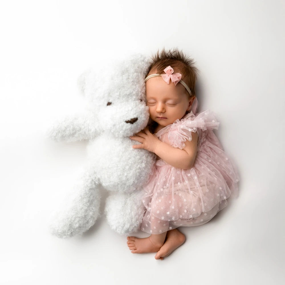 Baby Girl Pink Polka Dot Tulle Tutu Dress Ruffle Collar Newborn Set