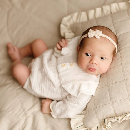 Baby Girl Double Layer Lace Romper Vintage Muslin Cotton