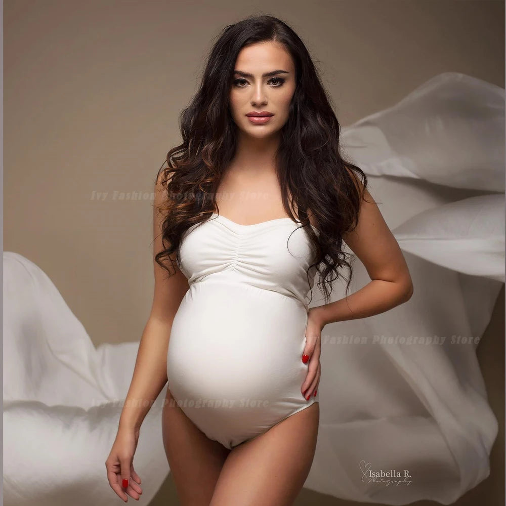 Maternity Strapless Stretchy Bodysuit Jumpsuit