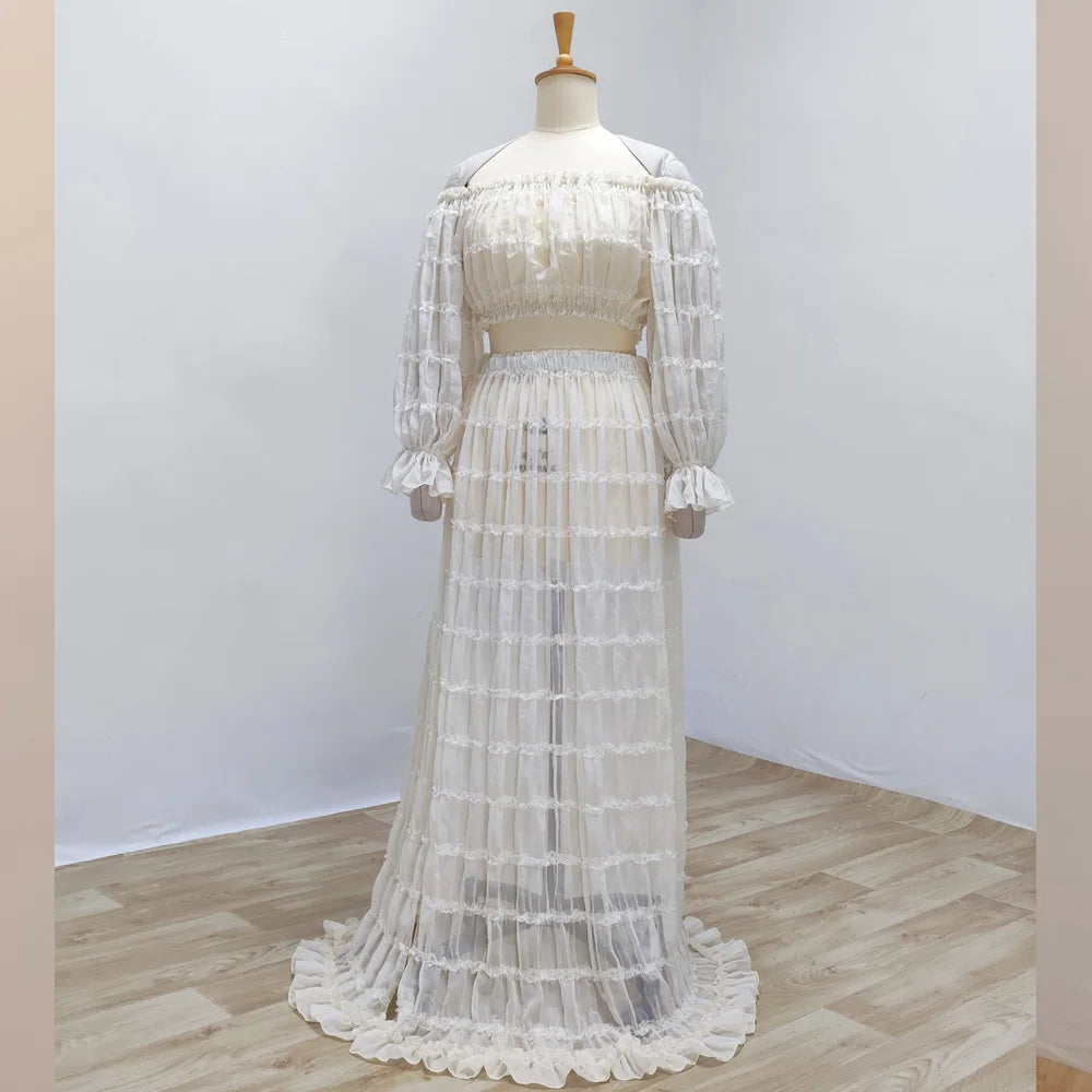 Maternity Dress Photoshoot Pleated Chiffon Gown Sexy Off Shoulder  Short Top Dress For Pregnant Women Baby Shower Dresses