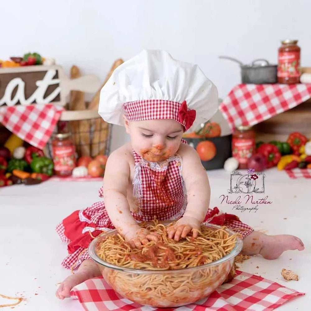 Newborn Baby Chef Set Apron Hat Cooking Smash Photo Studio Costume