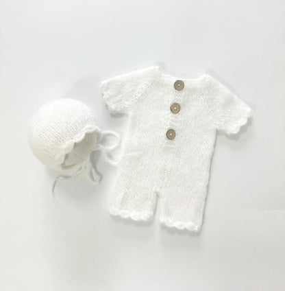 Baby Jumpsuit Hat Clothing Short Sleeve Two-piece Knitted Mohair Fur Romper Costume