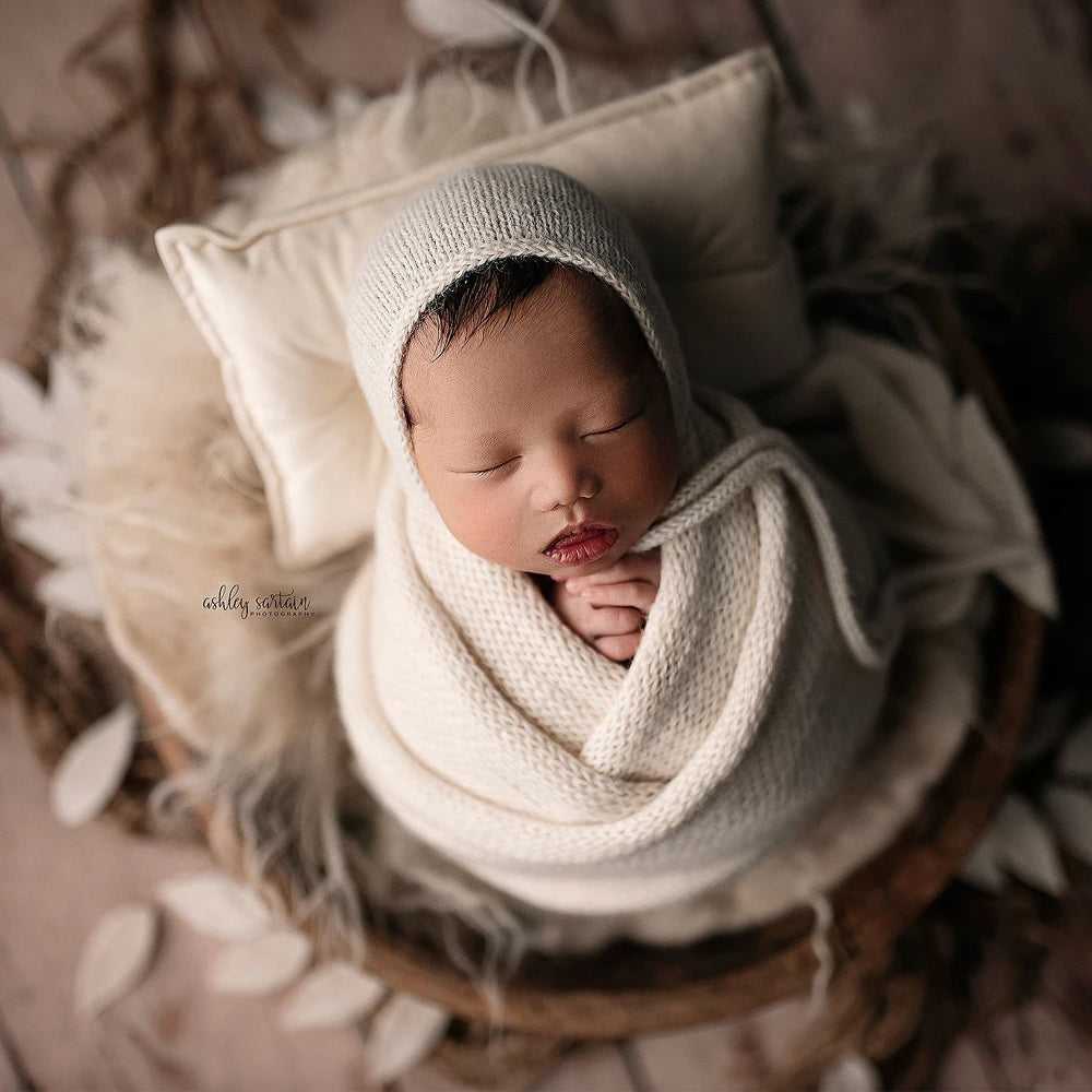 Newborn Photography Props Velvet Bowknot Baby Posing Pillow Set With Headband Fabric Studio Shooting Accessories
