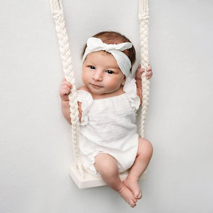 Newborn Set White Ruffle Romper Headband Baby
