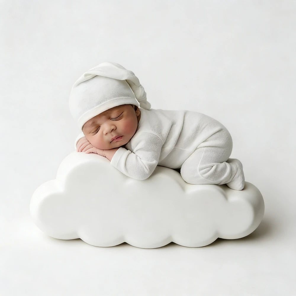 Newborn Baby White Long Sleeve Footed Romper Hat Costume
