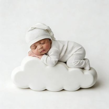 Newborn Baby White Long Sleeve Footed Romper Hat Costume