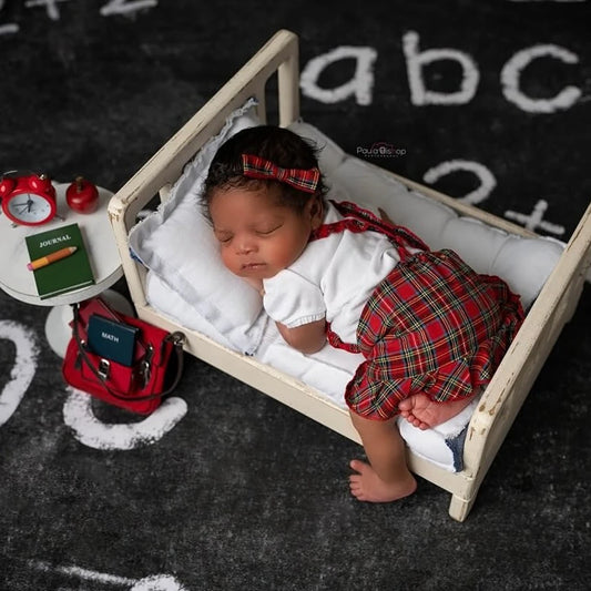 Newborn Baby Plaid Romper Red Tartan Ruffle Bodysuit Costume School Theme