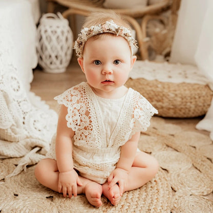 Baby Girl Boho White Lace Romper