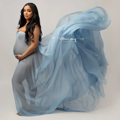Soft Chiffon Fabric Maternity Photography Props Dress Studio Shooting Accessories Transparent Tulle Simple Modeling Fabric