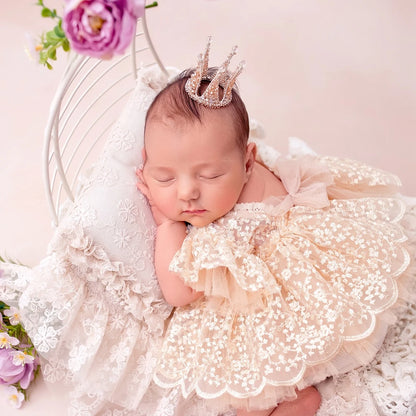 Newborn Knit Romper | Newborn Baby Girl Lace Tutu Romper Photography Outfit Princess Bodysuit Infant Photo Shoot Baby Costume Newborn Lace Dress Photo Outfit