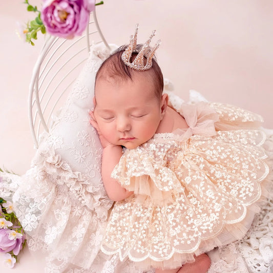 Newborn Knit Romper | Newborn Baby Girl Lace Tutu Romper Photography Outfit Princess Bodysuit Infant Photo Shoot Baby Costume Newborn Lace Dress Photo Outfit