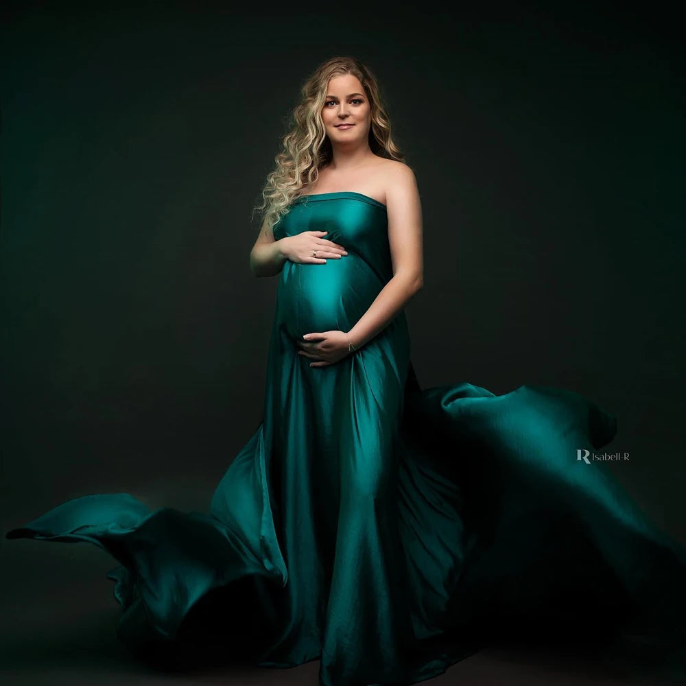 Maternity Background Cloth Bright Soft Satin Luster Shooting Gown
