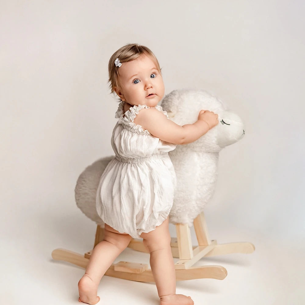 Newborn Photography Props Baby Girl Ruffle Romper 3-12 Months Infant Cotton Knit Outfit Soft Photo Shoot Clothes Baby giftS