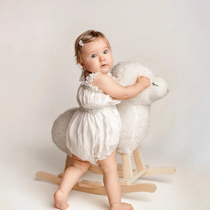 Newborn Knit Romper | Baby Girl Ruffle Romper 3-12 Months Infant Cotton Knit Outfit Soft Photo Shoot Clothes Baby giftS Photo Outfit