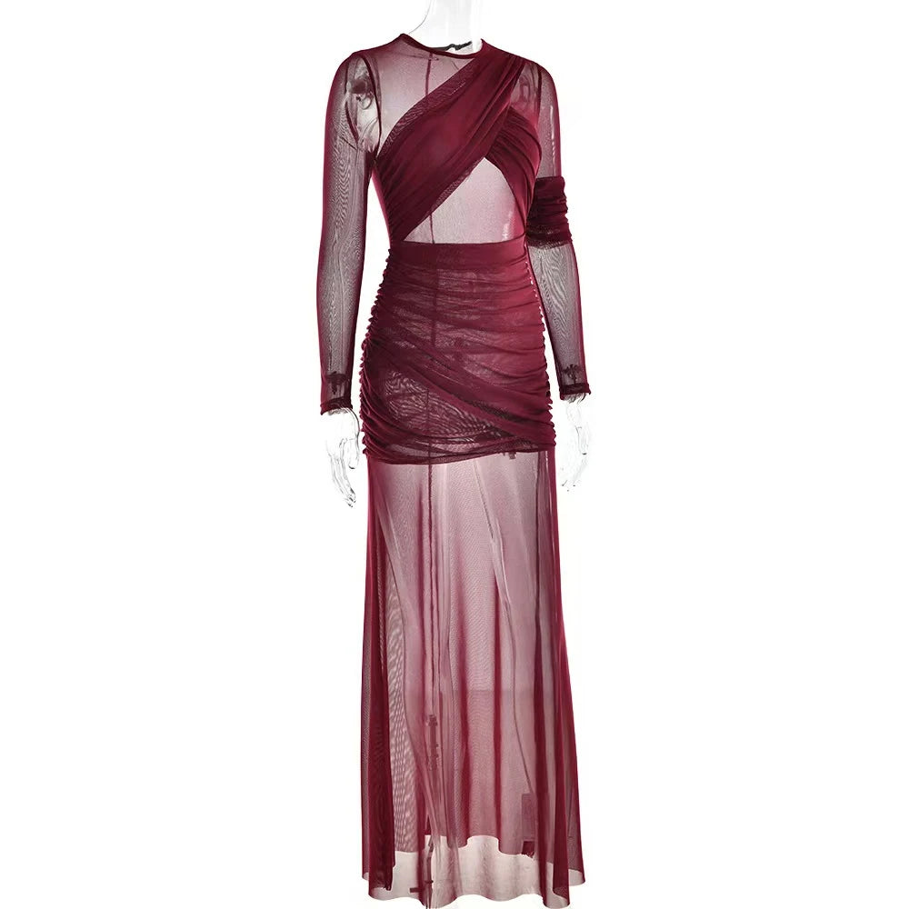 Maternity Slim Fit Mesh Transparent Dress Wedding Party