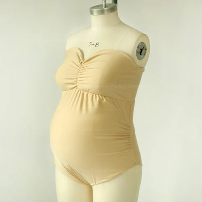Maternity Strapless Stretchy Bodysuit Jumpsuit