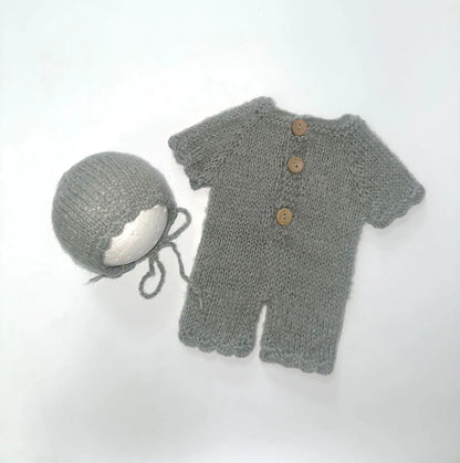 Baby Jumpsuit Hat Clothing Short Sleeve Two-piece Knitted Mohair Fur Romper Costume