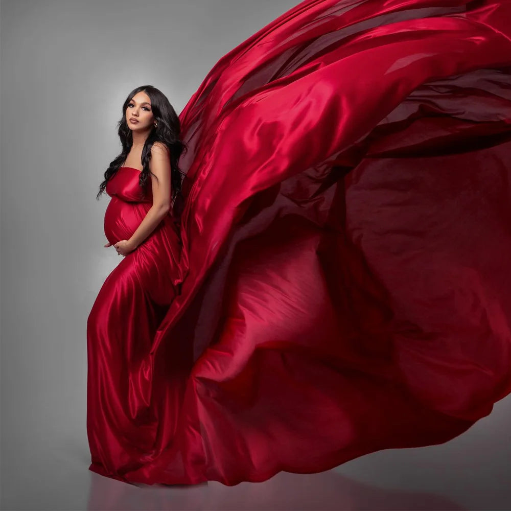 Maternity Background Cloth Bright Soft Satin Luster Shooting Gown