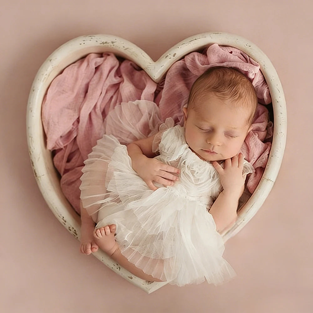Baby Girl White Tutu Dress Ruffle Lace Tulle Skirt Pearl Flower Embellished Newborn Set