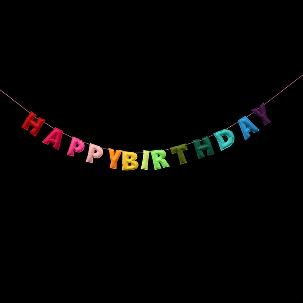 Felt Happy Birthday Banner Colorful Garland Baby 1stbirthday Party Decor Milestone Backdrop Newborn Set