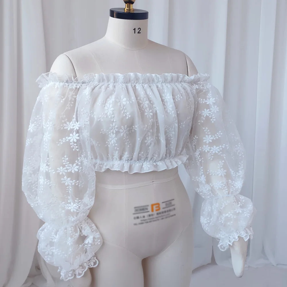 Maternity Bohemian Lace One Shoulder Short Top Linen Cotton Dress Baby Showers