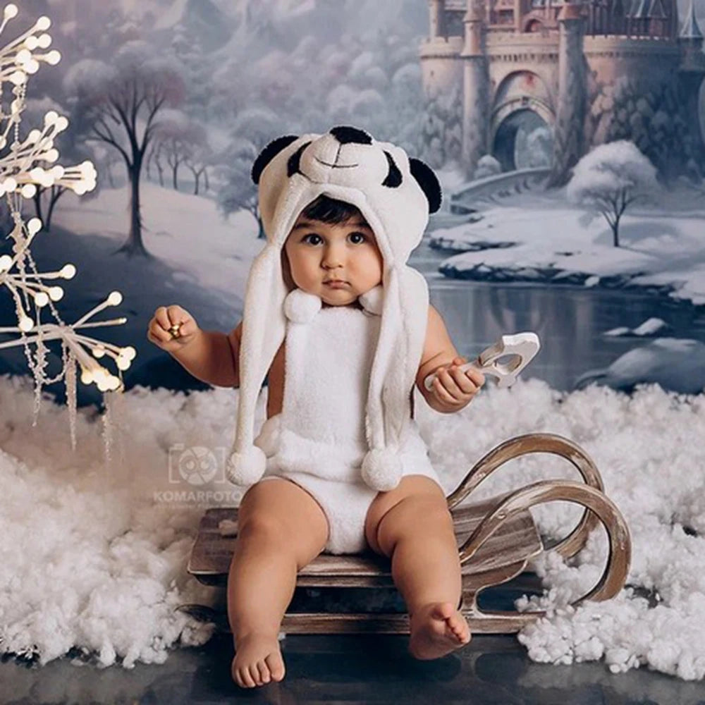 Panda Plush Hat Cute Animal Baby Photo Accessory Newborn Costume 0-12