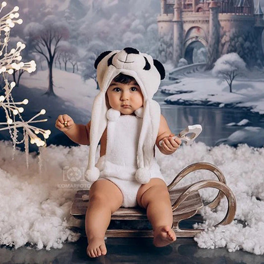Panda Plush Hat Cute Animal Baby Photo Accessory Newborn Costume 0-12