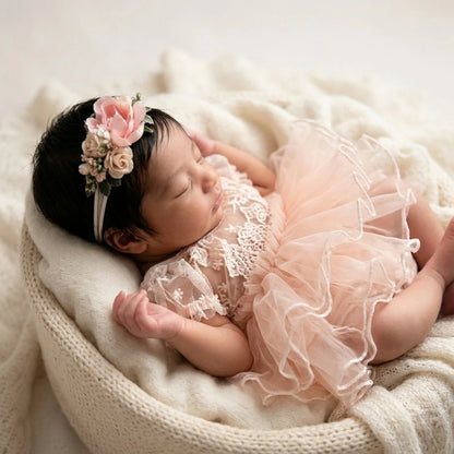 Girl Lace Romper Ruffle Sleeve Backless Baby Jumpsuit Costume