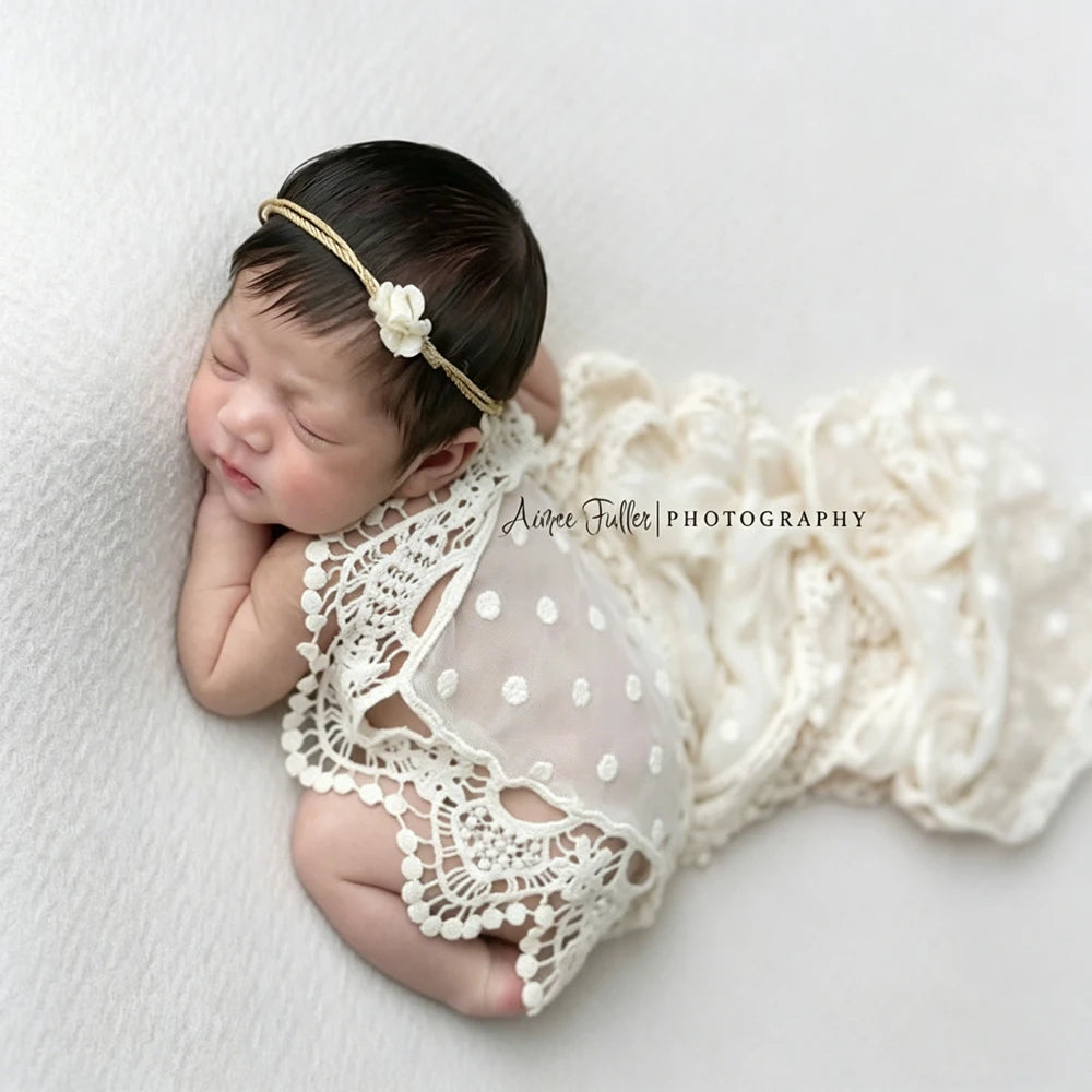 Baby Lace Veil Wrap Set Floral Trim