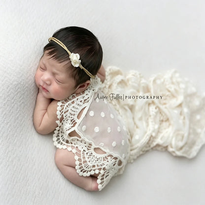 Baby Lace Veil Wrap Set Floral Trim