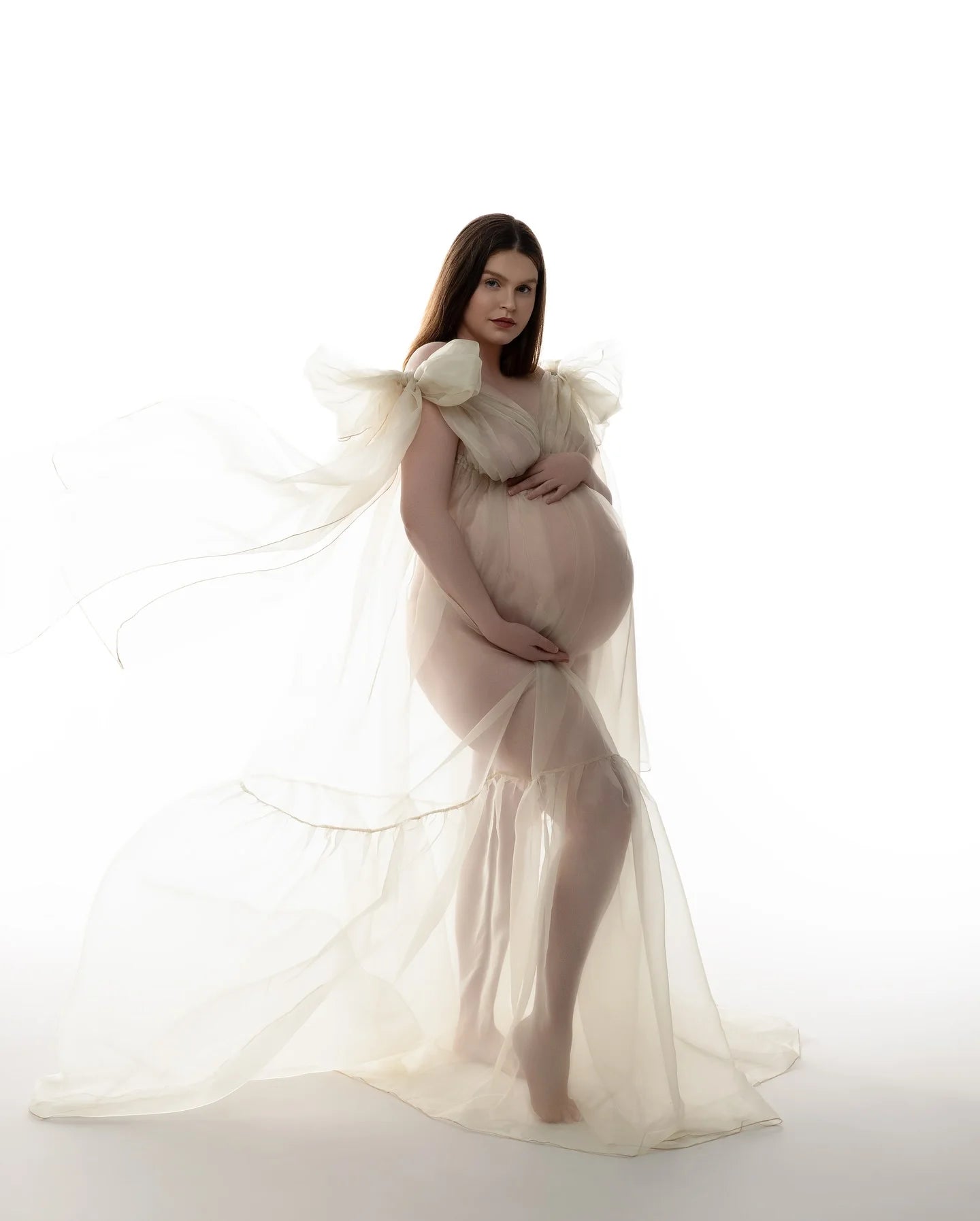 Sexy Transparent Dress For Photo Shoot Pregnant Maternity Photography Props Dress Elegant Chiffon V-neck Dress For Women